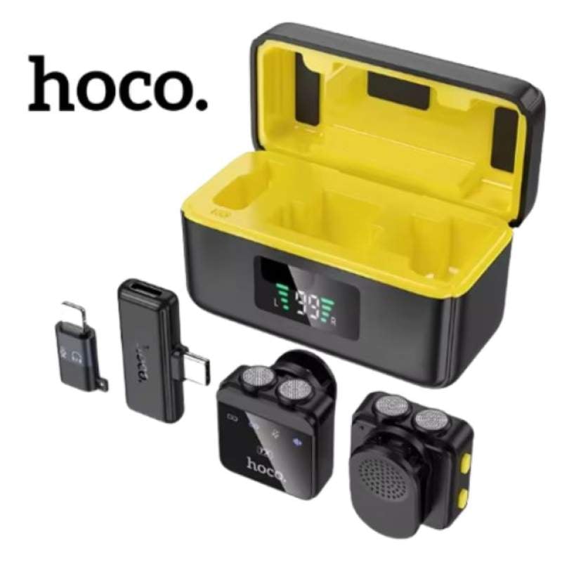 Picture of Hoco L17 wireless digital microphone dual magnetic lapel microphone (iP/Type-C)-Black