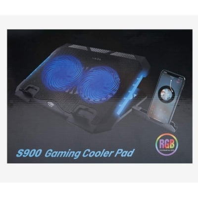 Picture of S900 Cooling Pad For 14-17 Inch Laptops Gaming Notebook Dual USB Ports Adjustable Height RGB Laptop Cooling Pad Stand-Black