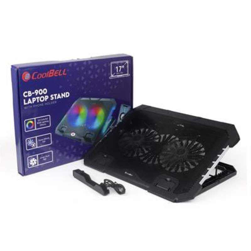 Picture of S900 Cooling Pad For 14-17 Inch Laptops Gaming Notebook Dual USB Ports Adjustable Height RGB Laptop Cooling Pad Stand-Black