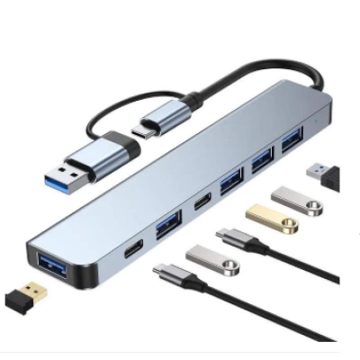 Picture of 7 in 1/8 in 1 USB 3.0 and Type-C / USB-C to USB 3.0 USB 2.0 HUB Adapter