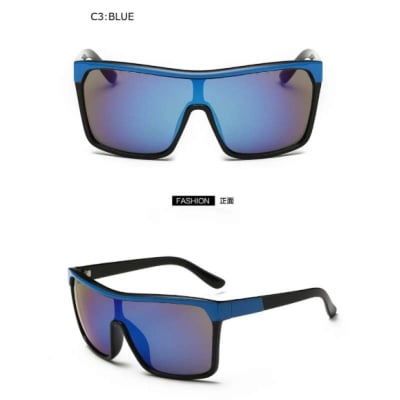 Picture of VISION Square Shield Sunglasses Men Driving 2017 Male Luxury Brand Sun Glasses For Men Designer Cool Shades MIRROR-Light blue