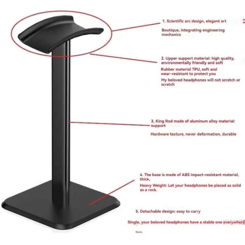 Picture of Headphone Bracket Hanger Black White Headset Earphone Hanger Holder Headphone Stand Desk Head Mounted Hook Display Holder Rack-Black