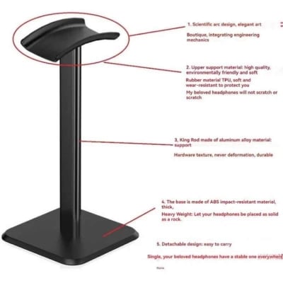Picture of Headphone Bracket Hanger Black White Headset Earphone Hanger Holder Headphone Stand Desk Head Mounted Hook Display Holder Rack-Black