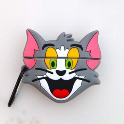 Picture of Only Cover Airpods Pro & Pro 2nd Gen Premium Earbuds Protective Cover Tom and Jerry, Super mario, Micky mouse, black dog airpod pro soft silicon case-Grey