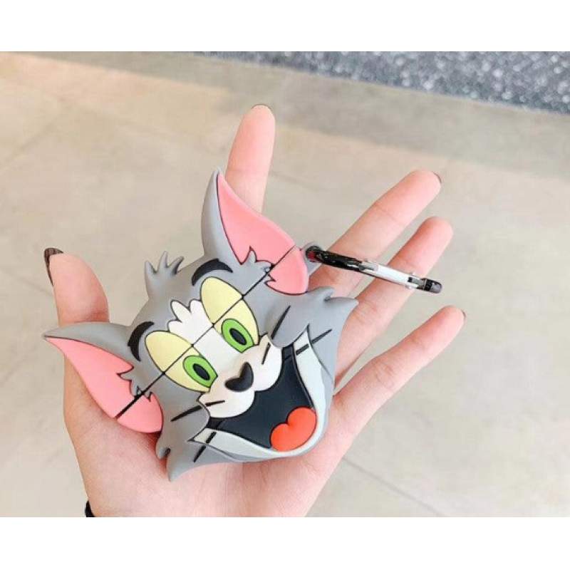 Picture of Only Cover Airpods Pro & Pro 2nd Gen Premium Earbuds Protective Cover Tom and Jerry, Super mario, Micky mouse, black dog airpod pro soft silicon case-Grey
