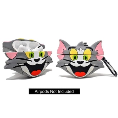 Picture of Only Cover Airpods Pro & Pro 2nd Gen Premium Earbuds Protective Cover Tom and Jerry, Super mario, Micky mouse, black dog airpod pro soft silicon case-Grey