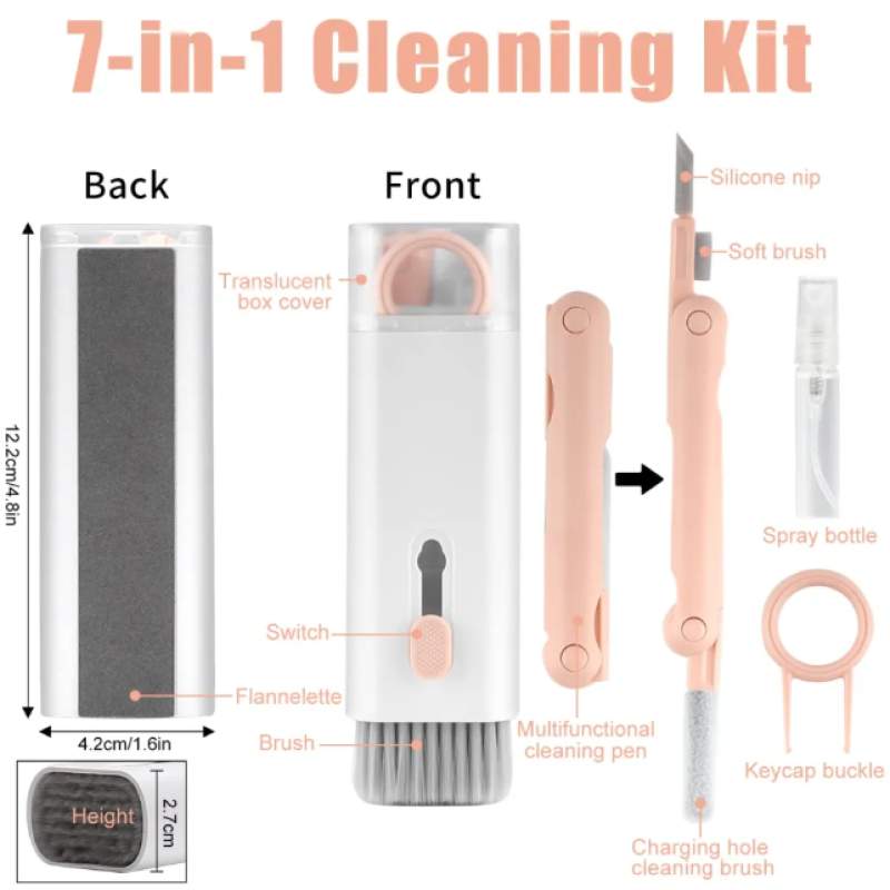 Picture of 7 in 1 touch screen cleaner brush Earbuds Earphone Cleaning Cleaning Tools Keyboard Cleaner Kit Airpod Screen Cleaner Pen kit-White