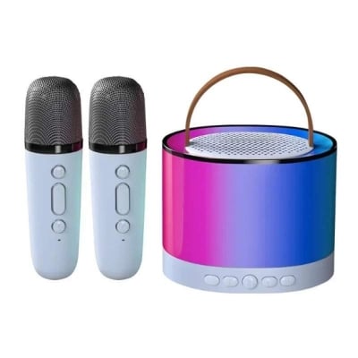 Picture of K52 Wireless Bluetooth Speaker Multifunction with 2 Microphone RGB Portable Music Player Karaoke Machine for Child Home Gift-Multicolor