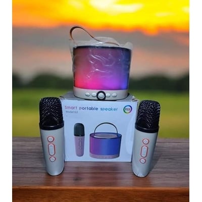 Picture of K52 Wireless Bluetooth Speaker Multifunction with 2 Microphone RGB Portable Music Player Karaoke Machine for Child Home Gift-Multicolor