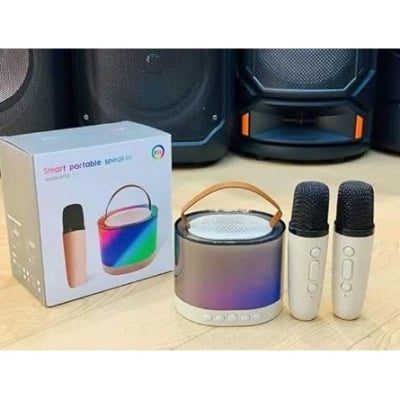 Picture of K52 Wireless Bluetooth Speaker Multifunction with 2 Microphone RGB Portable Music Player Karaoke Machine for Child Home Gift-Multicolor
