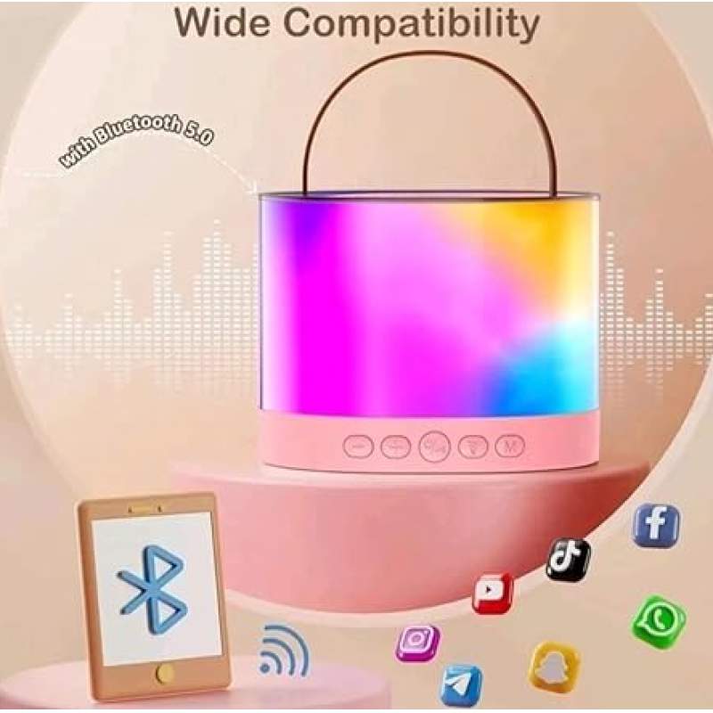 Picture of K52 Wireless Bluetooth Speaker Multifunction with 2 Microphone RGB Portable Music Player Karaoke Machine for Child Home Gift-Multicolor