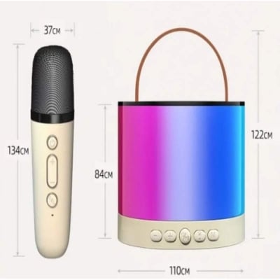 Picture of K52 Wireless Bluetooth Speaker Multifunction with 2 Microphone RGB Portable Music Player Karaoke Machine for Child Home Gift-Multicolor