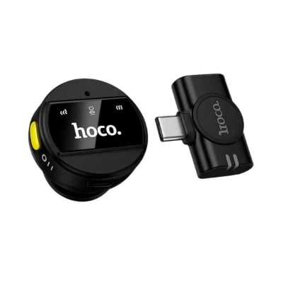 Picture of HOCO | L21 “Charm” Wireless Lavalier Microphone | Type-C or Lightning Receiver | Omnidirectional Electret, ENC Noise Reduction | Clip-On, Plug & Play | For Android & iPhone-black