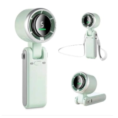Picture of Portable Handheld Mini Turbo Fan, USB Rechargeable Travel Neck Fan with 5 Speeds, 3600mAh Battery & 15000RPM Speed, Up to 12 Working Hours, 3 IN 1 Foldable Personal Cooling Fan for Travel/Home/Office-Multicolor
