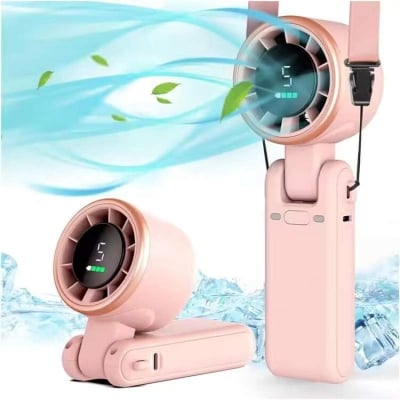 Picture of Portable Handheld Mini Turbo Fan, USB Rechargeable Travel Neck Fan with 5 Speeds, 3600mAh Battery & 15000RPM Speed, Up to 12 Working Hours, 3 IN 1 Foldable Personal Cooling Fan for Travel/Home/Office-Multicolor