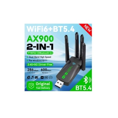 Picture of AX900 WIFI6 Bluetooth 5.4 USB Wireless Adapter 2.4G/5Ghz 900Mbps Dual Band 4-Antennas WiFi Network Card Dongle  All-Black