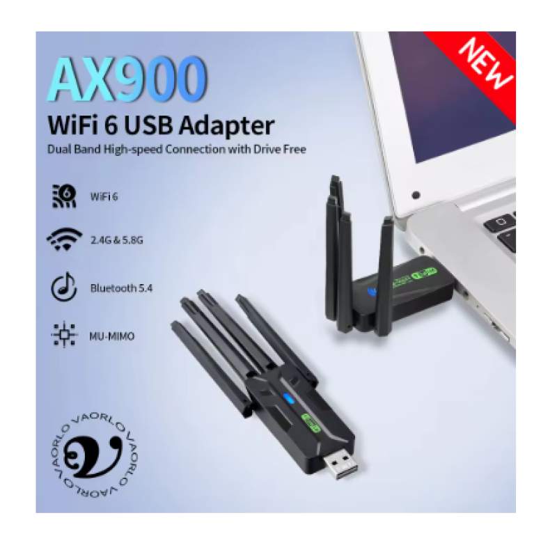 Picture of AX900 WIFI6 Bluetooth 5.4 USB Wireless Adapter 2.4G/5Ghz 900Mbps Dual Band 4-Antennas WiFi Network Card Dongle  All-Black