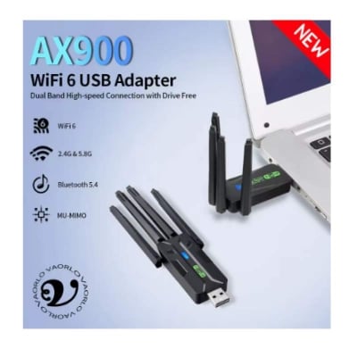 Picture of AX900 WIFI6 Bluetooth 5.4 USB Wireless Adapter 2.4G/5Ghz 900Mbps Dual Band 4-Antennas WiFi Network Card Dongle  All-Black