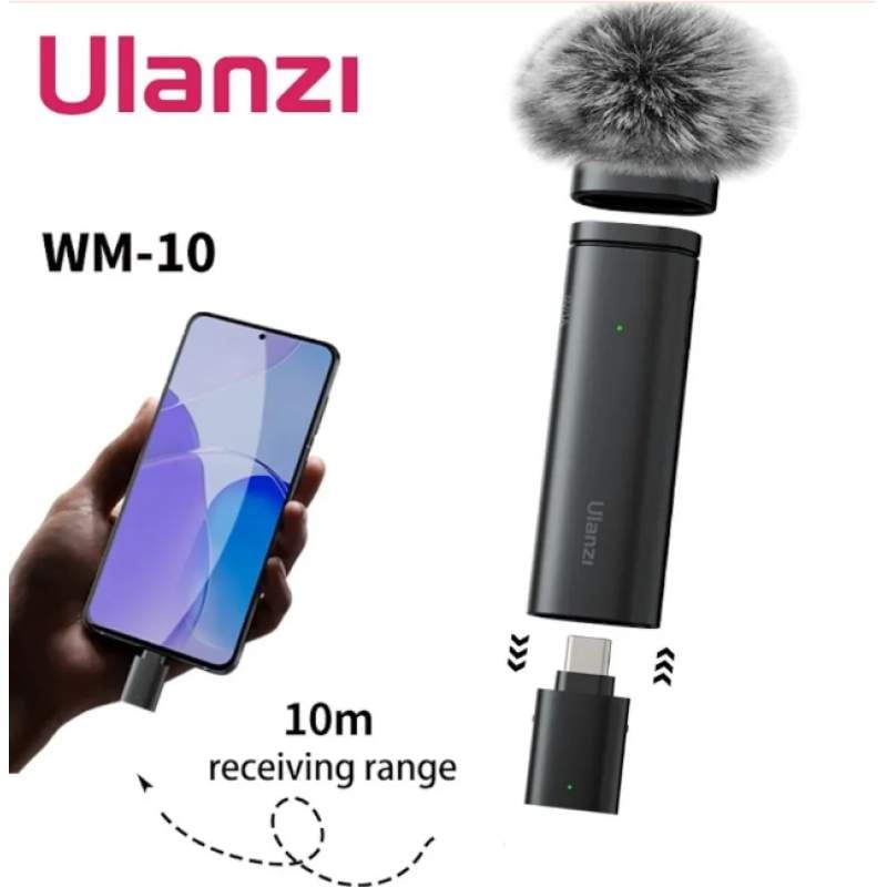 Picture of Ulanzi WM-10 Wireless Clip-On Microphone for Type-C Mobile-black