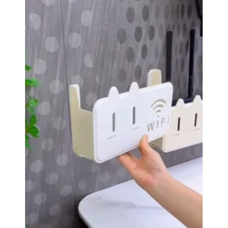 Picture of New Portable Wall Mounted WiFi Router Shelf Cute Cartoon Bear Punch-Free Router Storage Box Space-Saving Router Rack for Living-Multicolor