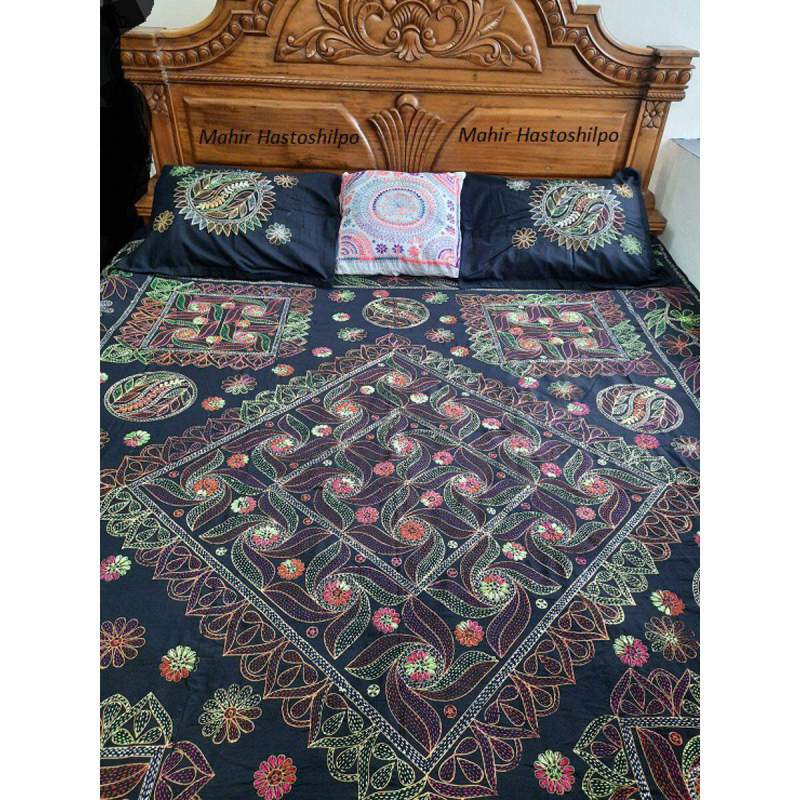 Picture of Hand made Bed sheet for bed room-Multicolor
