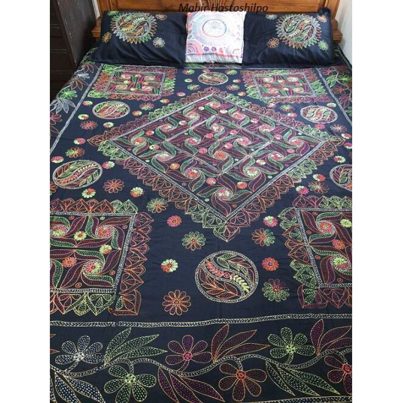 Picture of Hand made Bed sheet for bed room-Multicolor