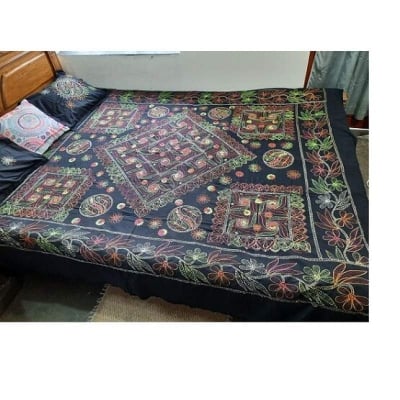 Picture of Hand made Bed sheet for bed room-Multicolor