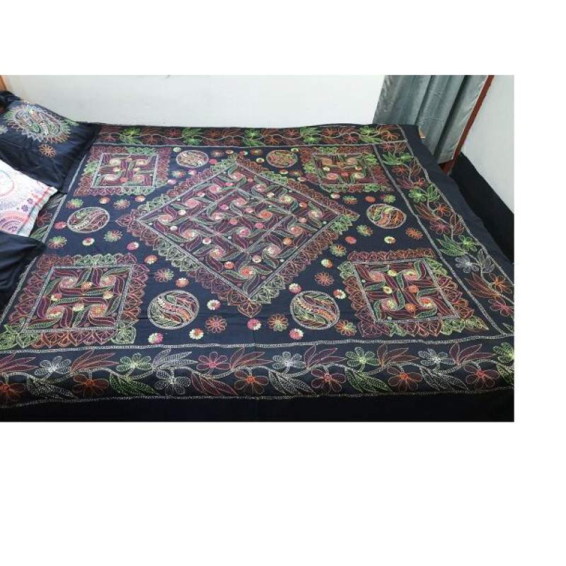 Picture of Hand made Bed sheet for bed room-Multicolor