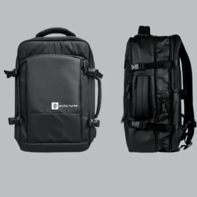 Picture of Arctic Hunter Travel Bag - Fabric Multilayer Suitcase Backpack - Expandable Business & School Style with Ergonomic Fit - Black
