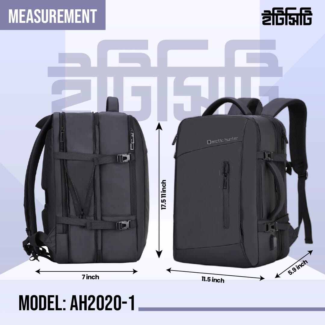 Picture of Arctic Hunter Bags for Men - All-Season Oxford Fabric Travel Backpack - 18.5 Inch Multilayer Suitcase Style with Expandable Design - Black