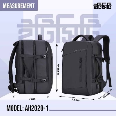 Picture of Arctic Hunter Bags for Men - All-Season Oxford Fabric Travel Backpack - 18.5 Inch Multilayer Suitcase Style with Expandable Design - Black