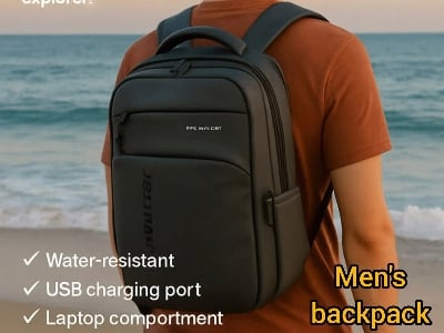 Picture of Arctic Hunter 18.6'' Laptop Backpack – Water-Resistant Slim Bag with  Office, Travel & School | Black Smart Backpack laptop bag