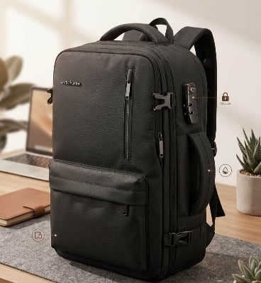 Picture of Backpack for Men, 35L Large Capacity Anti Theft Backpack with, Waterproof 17.3 inch Laptop Backpack for Daypack Travel College -Black - Black