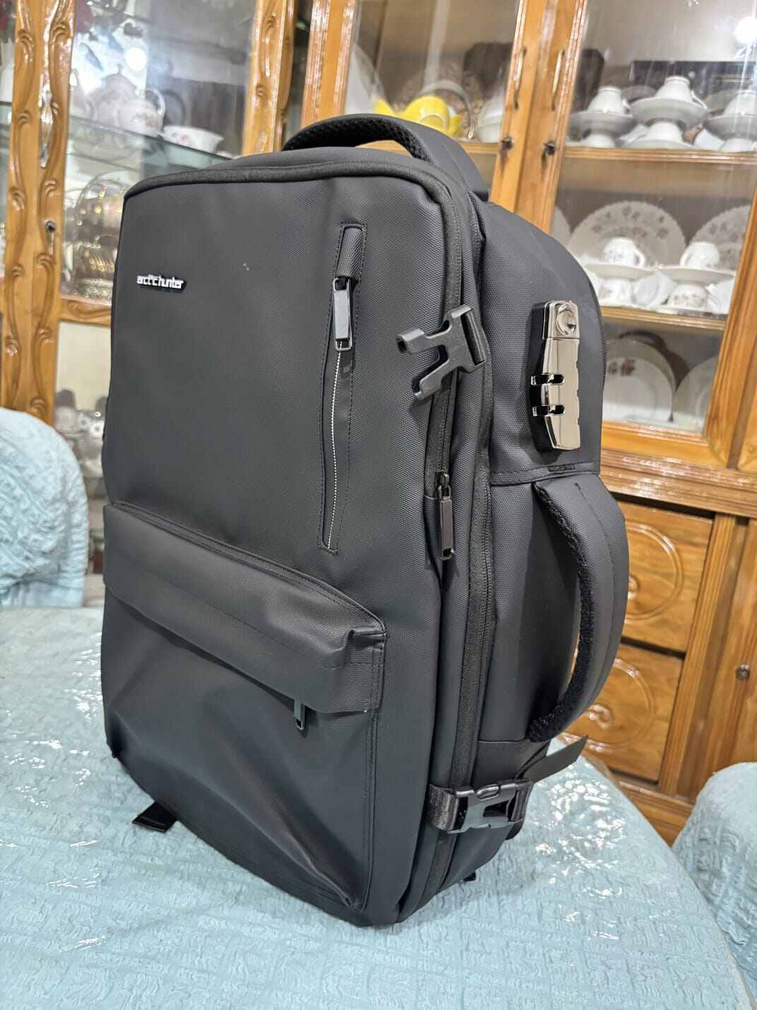 Picture of Backpack for Men, 35L Large Capacity Anti Theft Backpack with, Waterproof 17.3 inch Laptop Backpack for Daypack Travel College -Black - Black