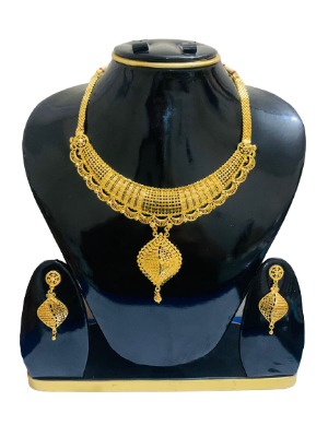 Picture of গোল্ডেন গোল্ড প্লেটেড রানী হার গহনা নেকলেস সেট 