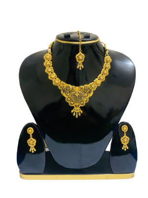 Picture of কানের রিং সহ জমকালো গোল্ড প্লেটেড নেকলেস সেট 