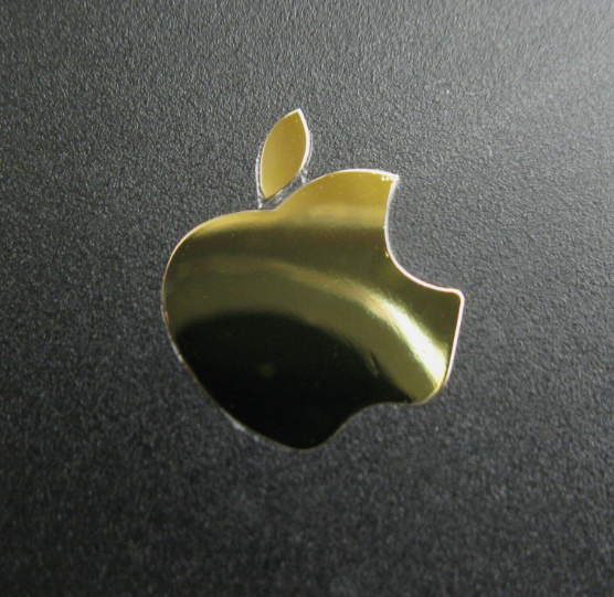 Picture of Apple Logo Label Aufkleber Sticker Badge Golden color decal 8mm x 10mm