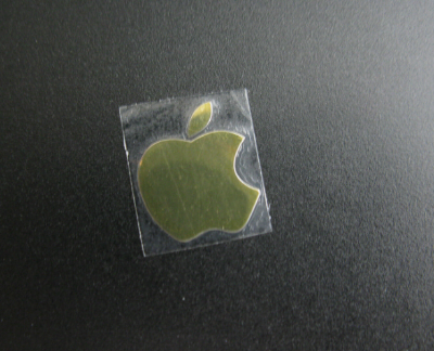Picture of Apple Logo Label Aufkleber Sticker Badge Golden color decal 8mm x 10mm