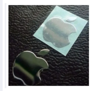 Picture of Apple metal look silver colour logo sticker for iphone and all mobile