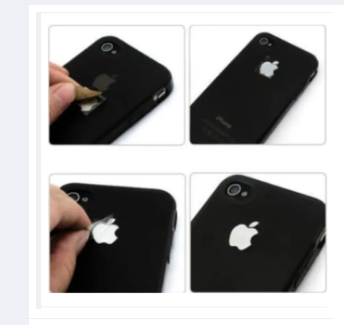 Picture of Apple metal look silver colour logo sticker for iphone and all mobile