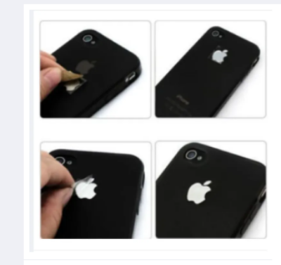 Picture of Apple metal look silver colour logo sticker for iphone and all mobile