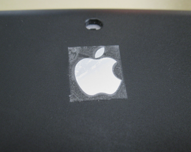 Picture of Apple Logo Label Aufkleber Sticker Badge Silver chrome color decal 24mm x 30mm