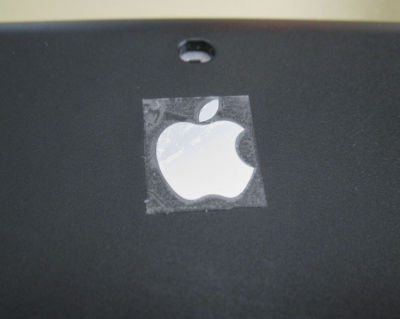 Picture of Apple Logo Label Aufkleber Sticker Badge Silver chrome color decal 24mm x 30mm