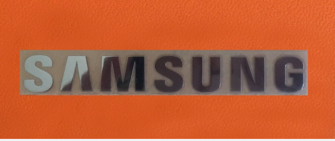 Picture of 1 pcs Sticker for SAMSUNG Label Aufkleber Badge Logo 30mm x 6mm Chrome color
