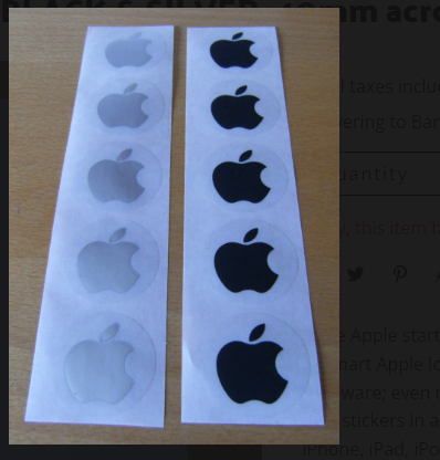 Picture of Apple Logo Stickers in BLACK & SILVER,