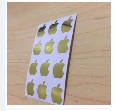 Picture of Apple Logo Inspired Sticker 1 - Premium Chrome Gold - Metallic look Cut-out Vinyl Sticker / 1.55cm x 1.28cm (hxw) for iPhone 12 pcs