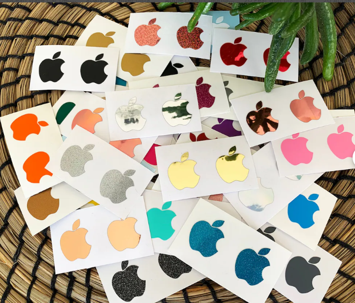 Picture of For Apple logo decal, Iphone logo sticker, Glitter Apple decal, Foil Apple Sticker, Rose Gold Apple logo Decal, Iphone logo decal