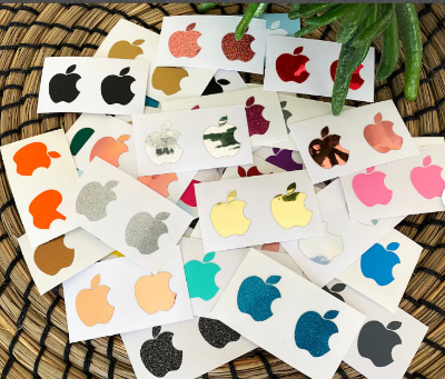 Picture of For Apple logo decal, Iphone logo sticker, Glitter Apple decal, Foil Apple Sticker, Rose Gold Apple logo Decal, Iphone logo decal