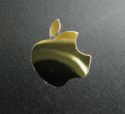Picture of Apple Logo Label Aufkleber Sticker Badge Golden color decal 8mm x 10mm