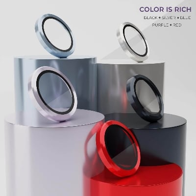 Picture of Camera Lens Protector for iPhone 13 and iPhone 13 Mini,Ultra Clear HD Tempered Glass,Aluminum Alloy Lens Screen Ring Cover Film [Anti Scratch][Night Circle] - Black